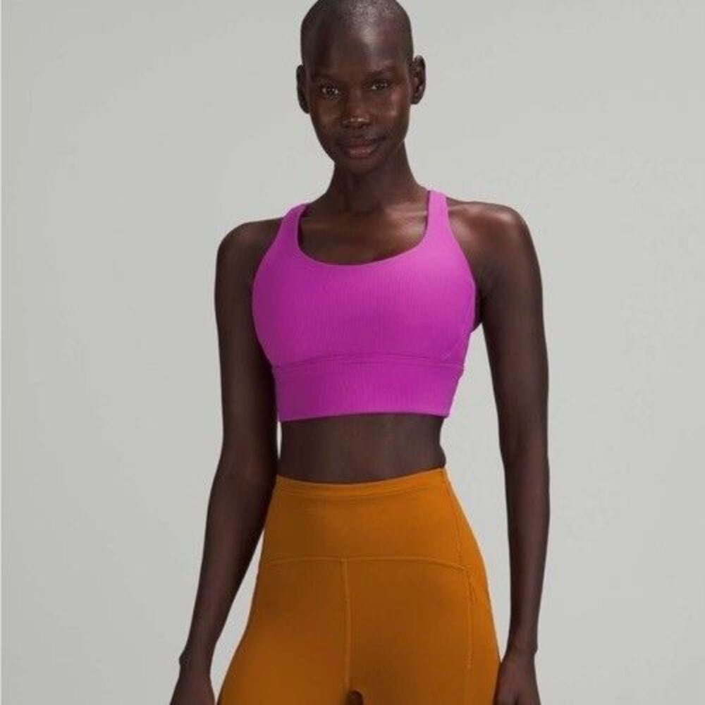 Lululemon Size 12 Energy Bra Longline Ribbed Pink